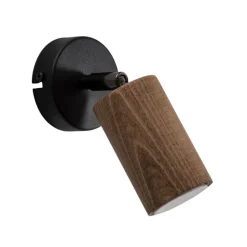 Nise væglampe, 1 lyskilde, sort stål, træ