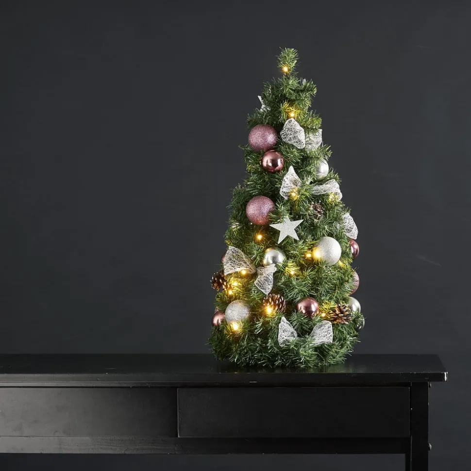 Noel LED-grankogle med sølv-/pinkfarvet dekoration