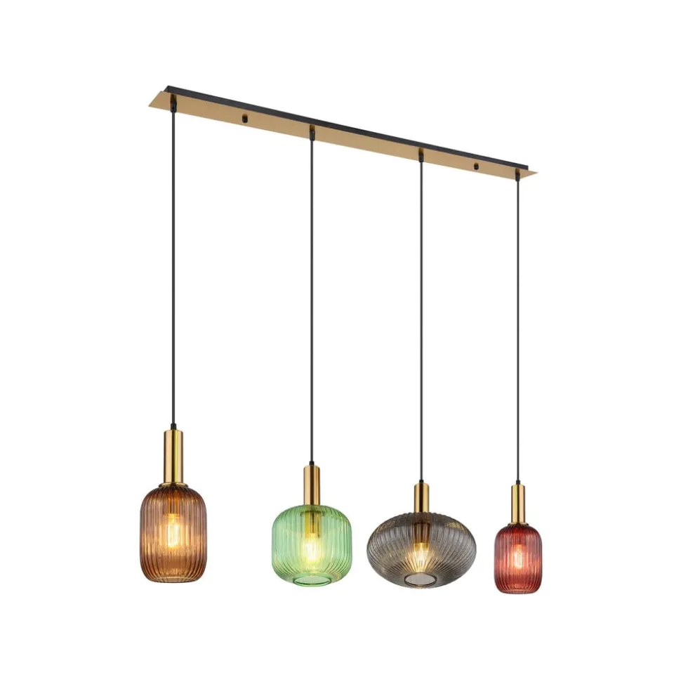Normy pendellampe, længde 115 cm, farvet, glas, 4 lyskilder.