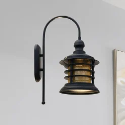 Nostalji væglampe, sort, højde 48 cm, metal, E27