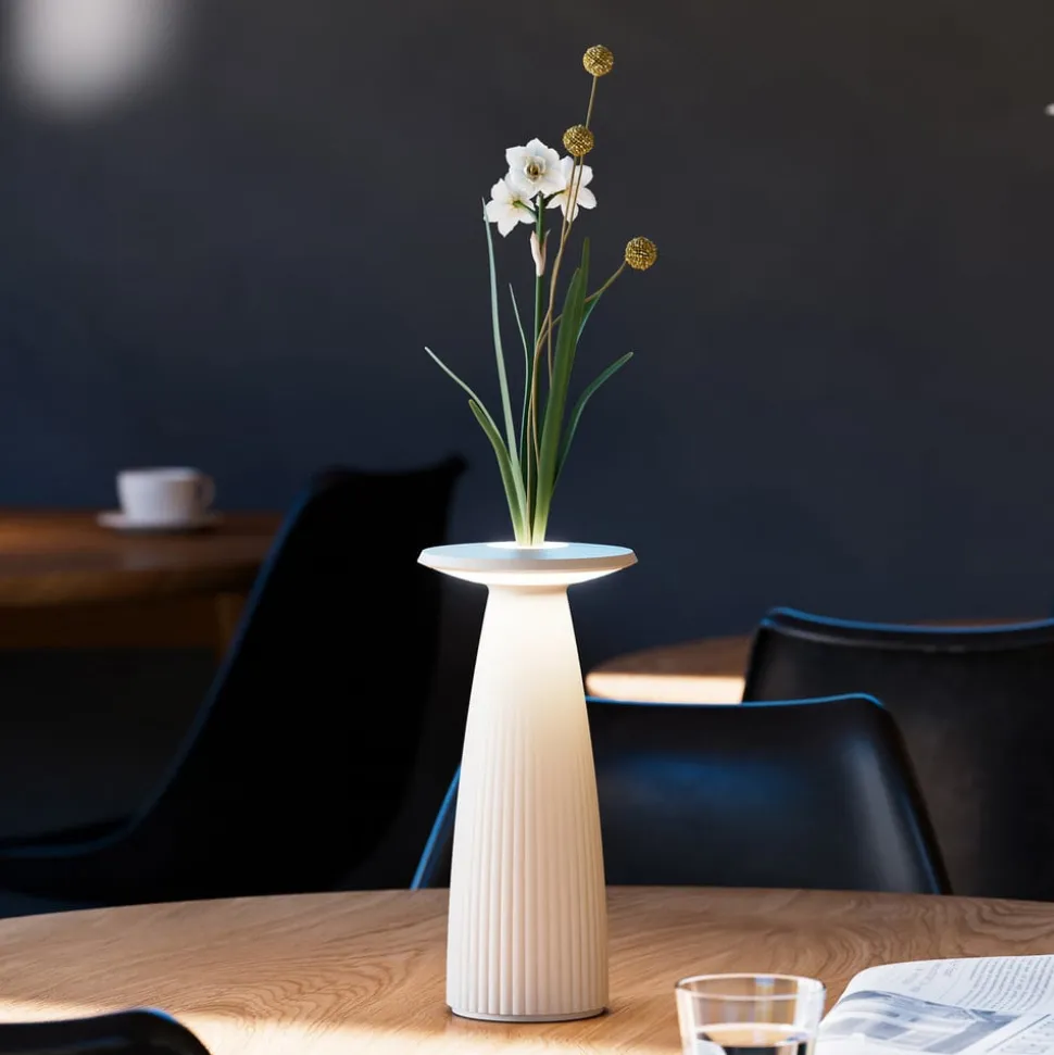 Nuflair LED-bordlampe, beige, IP54, dæmpbar, 24 cm