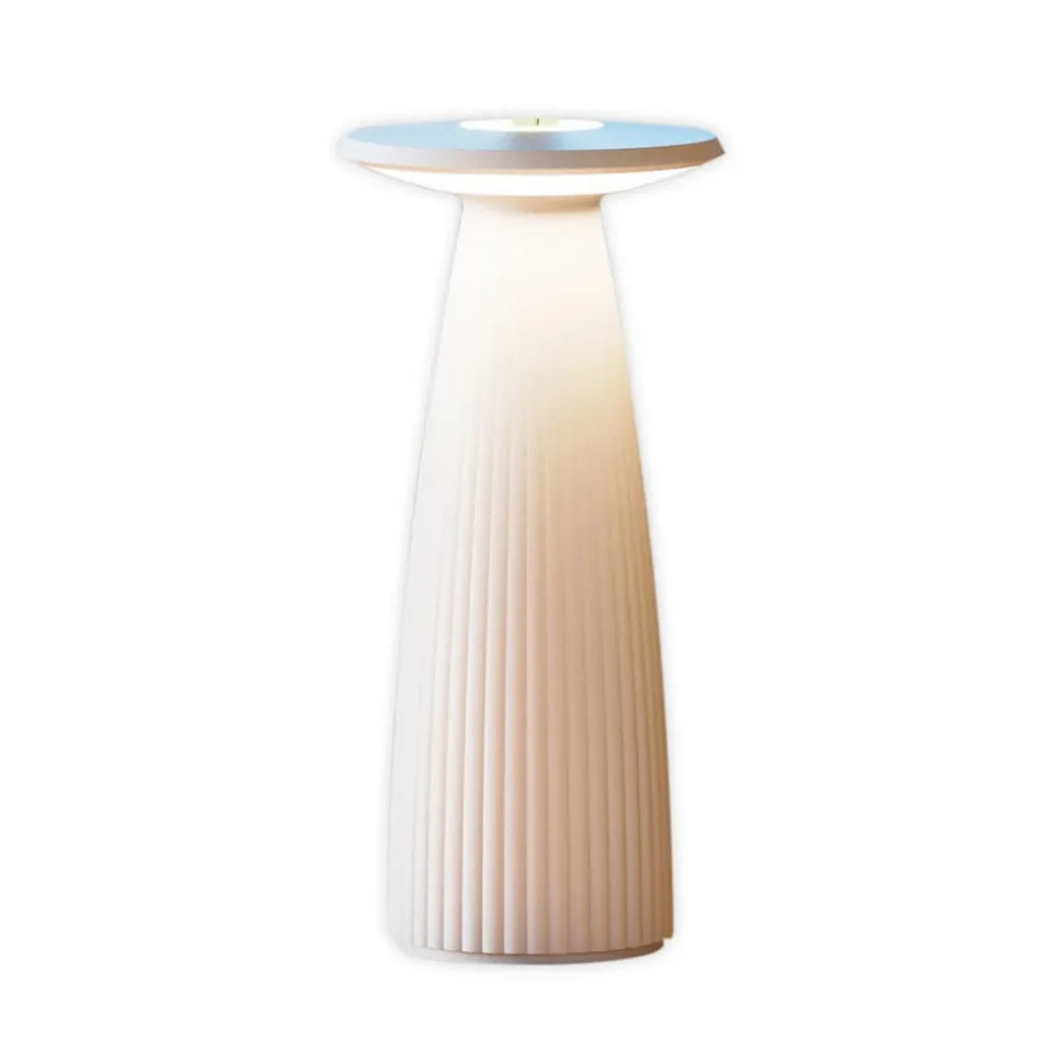 Nuflair LED-bordlampe, beige, IP54, dæmpbar, 24 cm