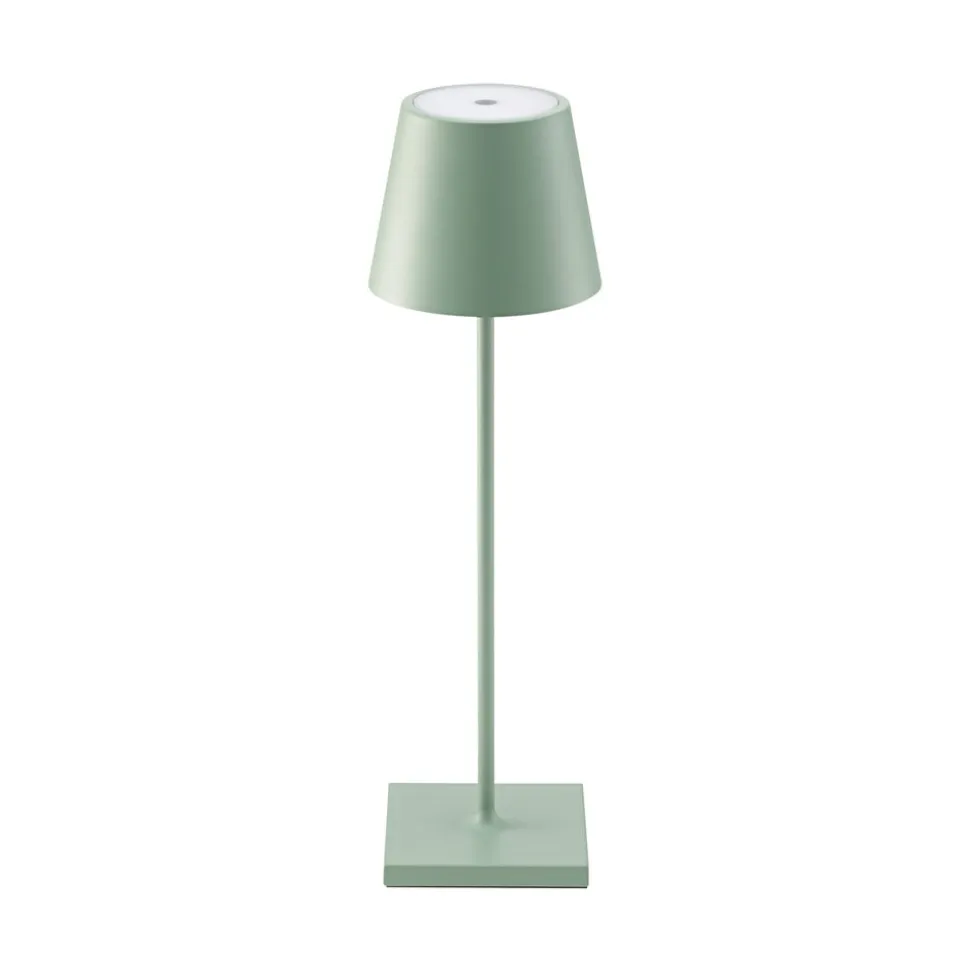 Nuindie LED genopladelig bordlampe, USB-C, salviegrøn, IP54, dæmpbar