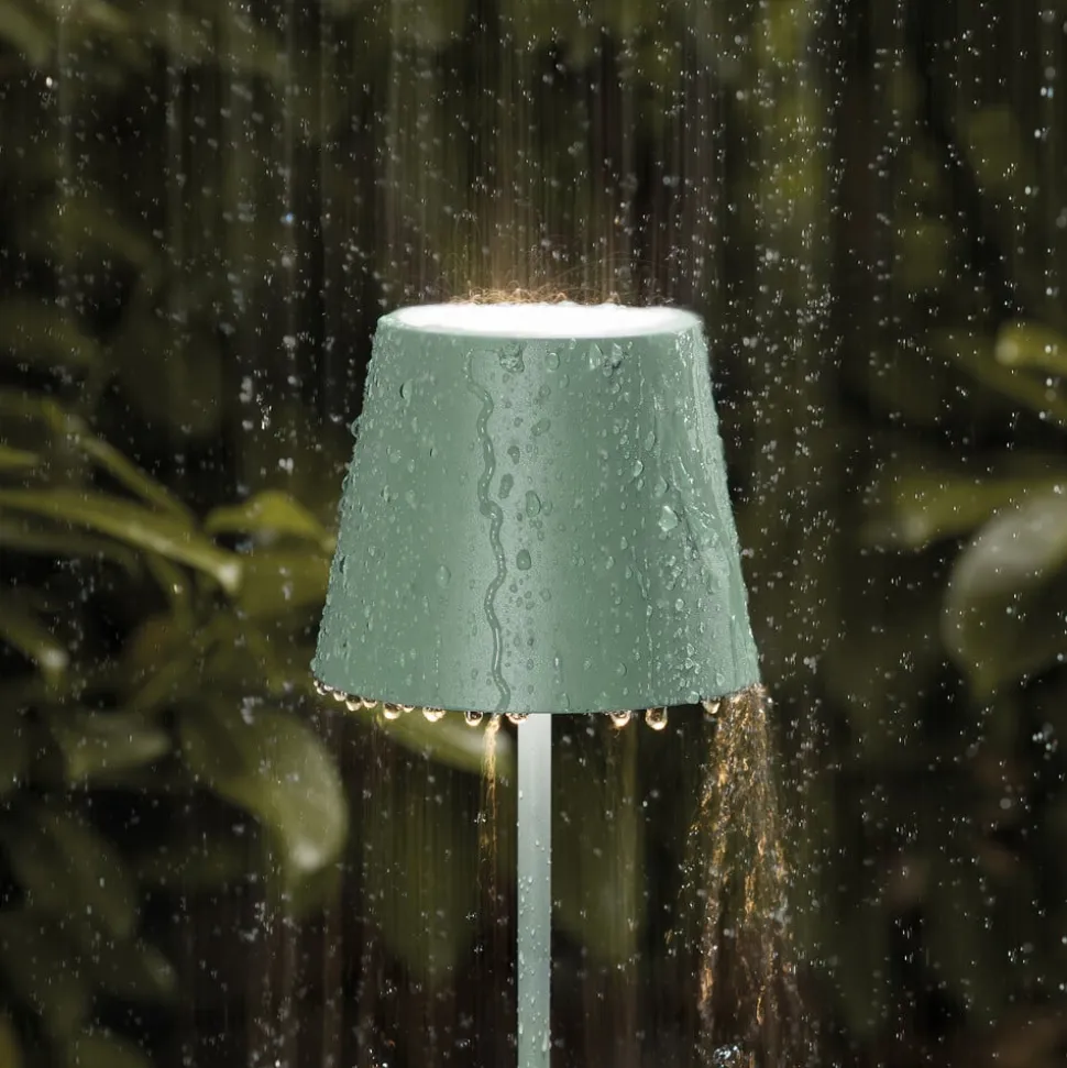Nuindie LED genopladelig bordlampe, USB-C, salviegrøn, IP54, dæmpbar