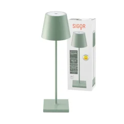 Nuindie LED genopladelig bordlampe, USB-C, salviegrøn, IP54, dæmpbar