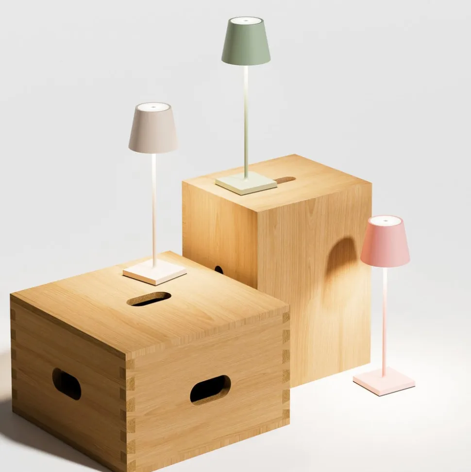 Nuindie LED genopladelig bordlampe, USB-C, salviegrøn, IP54, dæmpbar