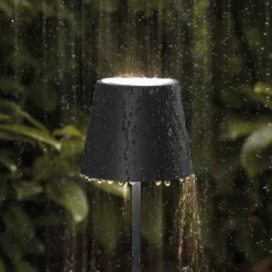 Nuindie LED genopladelig bordlampe, USB-C, sort, IP54, dæmpbar