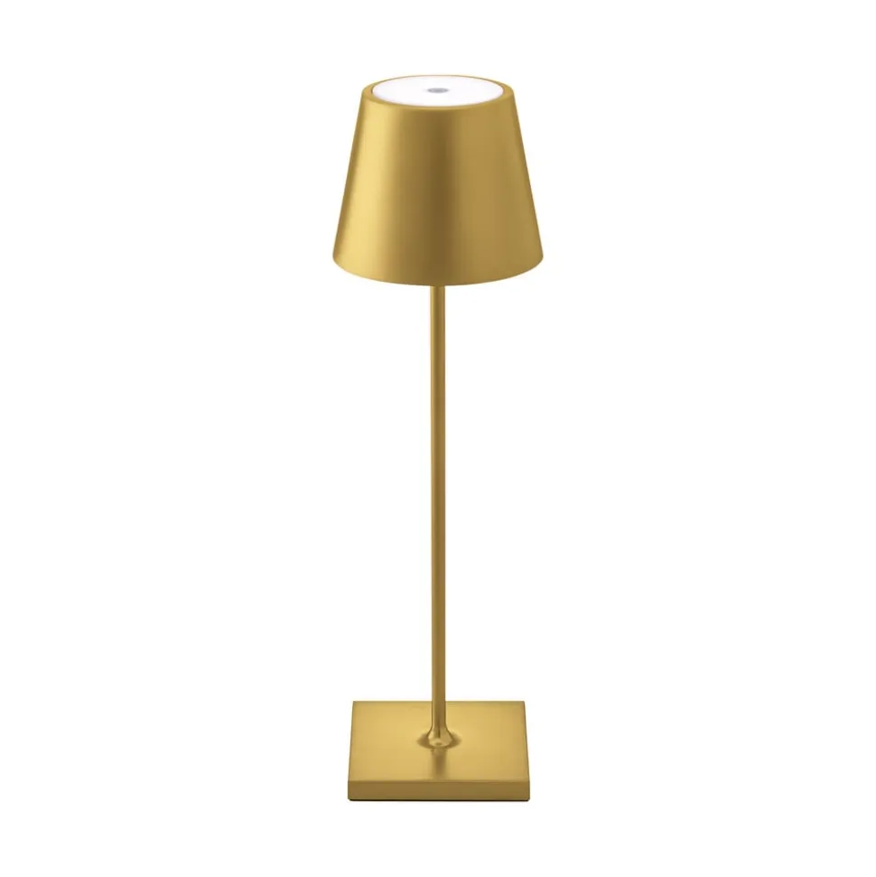 Nuindie LED genopladelig bordlampe, USB-C, guld, IP54, dæmpbar