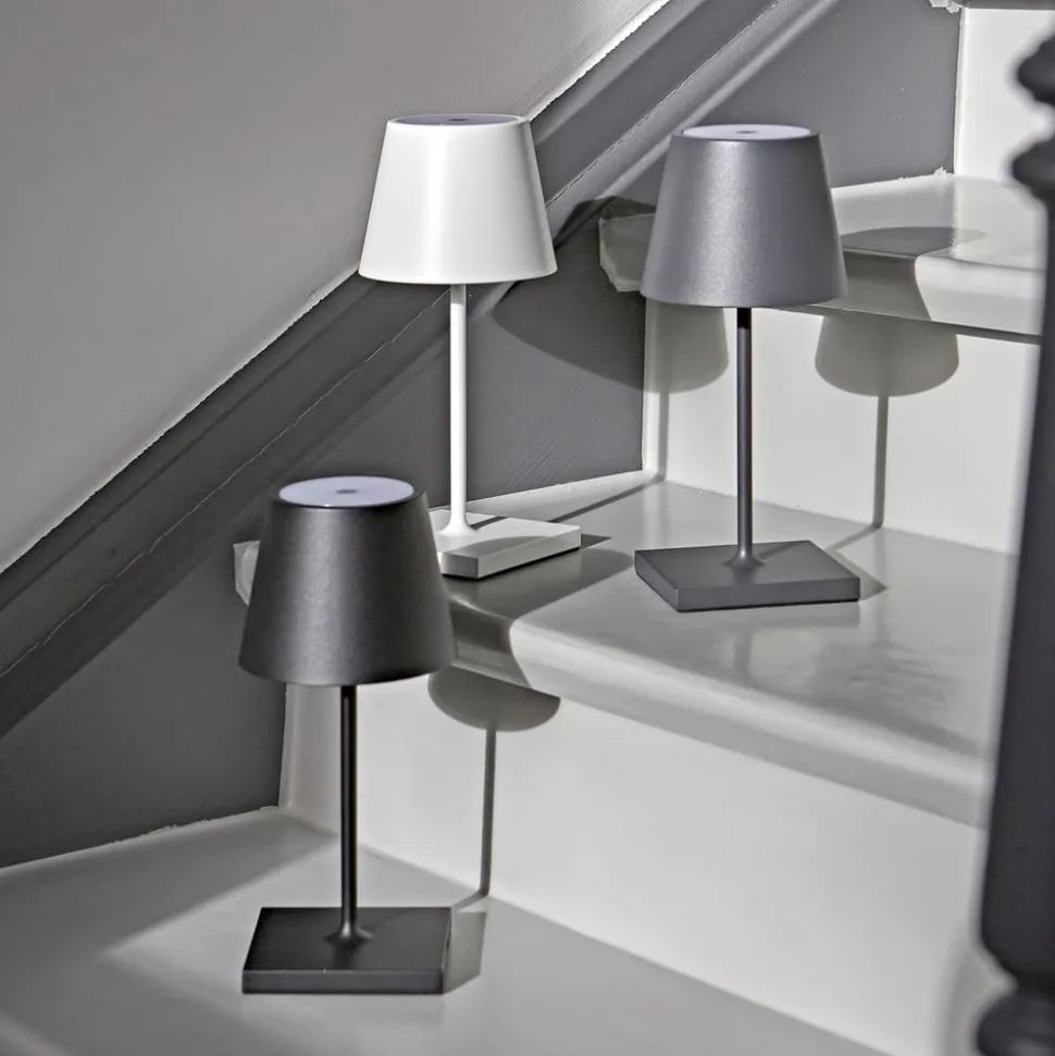 Nuindie mini LED genopladelig bordlampe, USB, grafit, IP54, dæmpbar