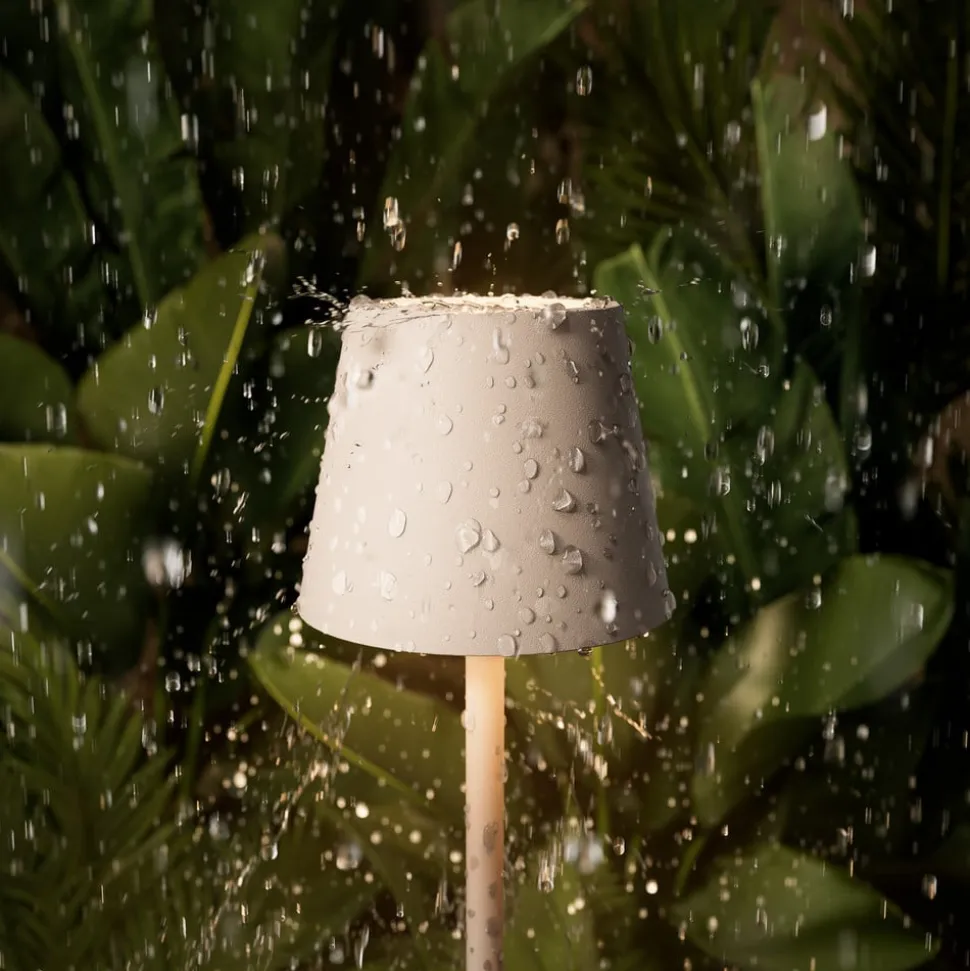 Nuindie pocket LED genopladelig bordlampe, beige, IP54, dæmpbar