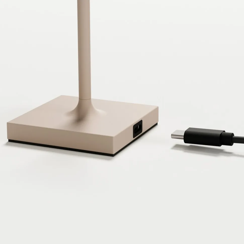 Nuindie pocket LED genopladelig bordlampe, beige, IP54, dæmpbar