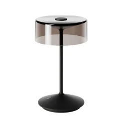 Numotion LED genopladelig bordlampe, sort, glas, IP54, dæmpbar