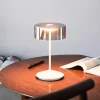 Numotion LED genopladelig bordlampe, hvid, glas, IP54, dæmpbar