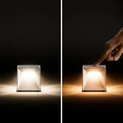 Nutalis mini LED-bordlampe, beige, IP54, dæmpbar
