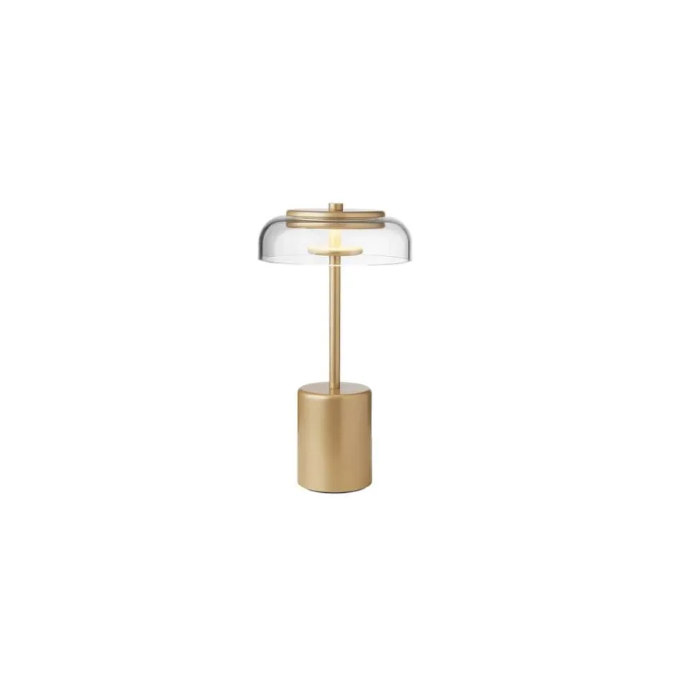 Nuura LED-batteridrevet bordlampe Blossi, højde 26 cm, guldfarvet/klar