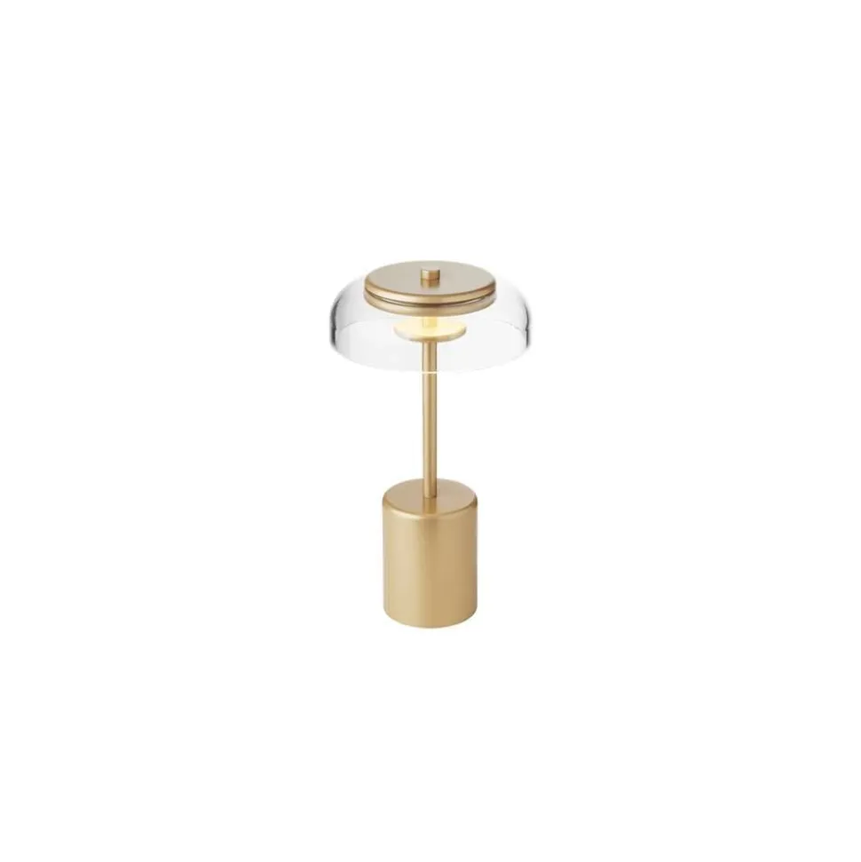 Nuura LED-batteridrevet bordlampe Blossi, højde 26 cm, guldfarvet/klar