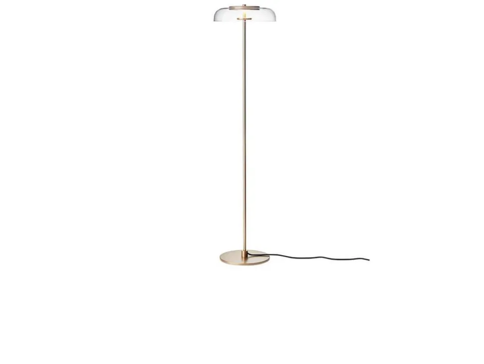 Nuura LED-gulvlampe Blossi, højde 120 cm, guldfarvet/klar