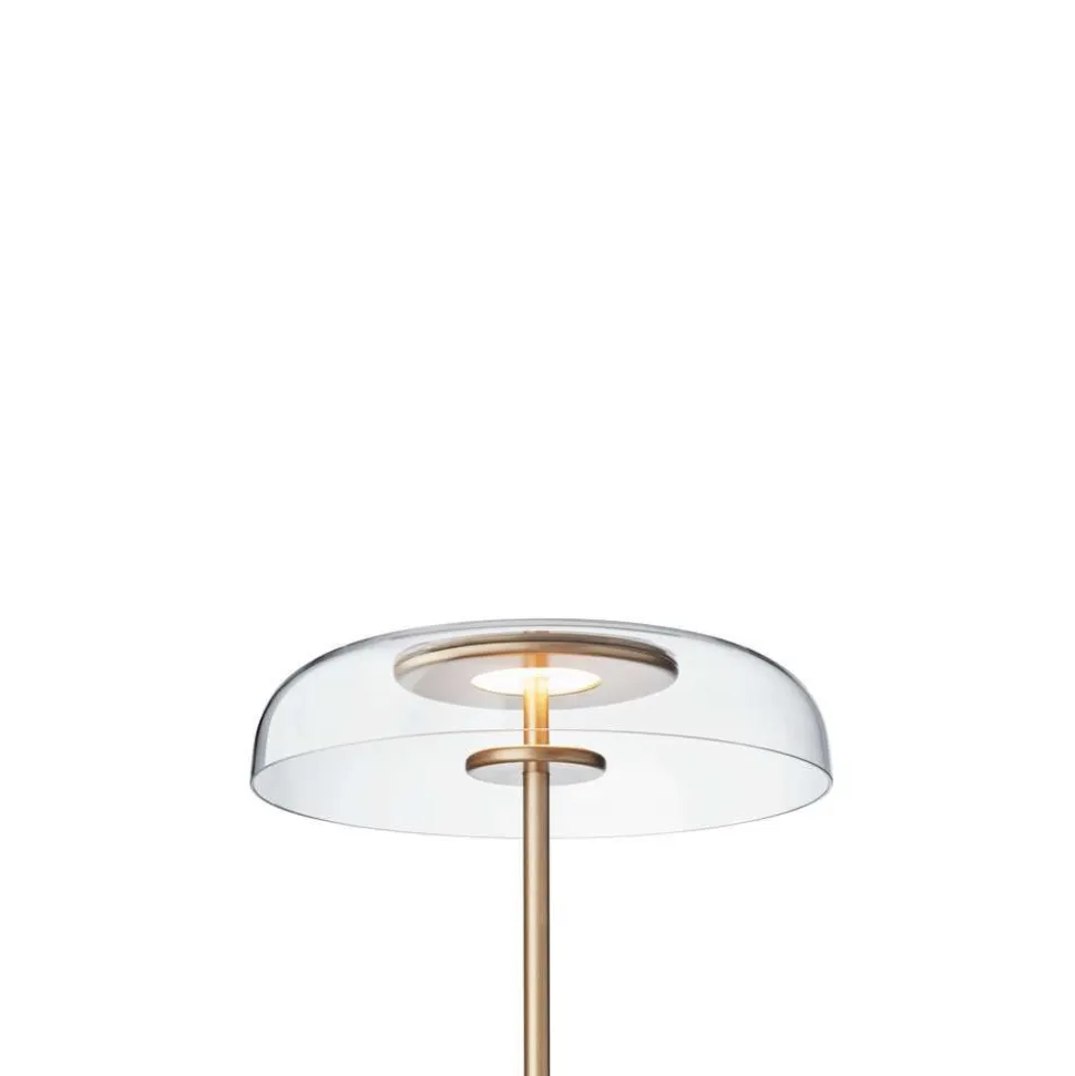Nuura LED-gulvlampe Blossi, højde 120 cm, guldfarvet/klar