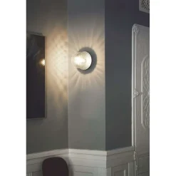 Nuura væglampe Liila 1, IP44, Ø 16,5 cm, sølv/klar