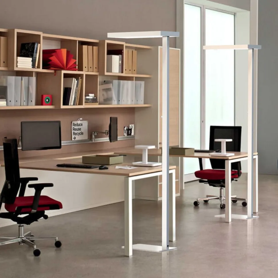 Office LED-gulvlampe up/down 4.000 K, dæmpes, sølv