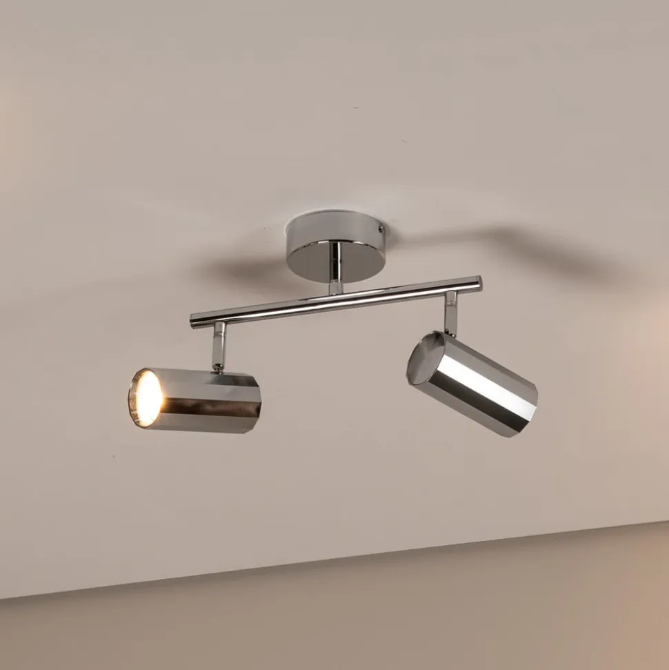Oktano loftspot, kromfarvet Længde 30 cm 2 lyskilder metal