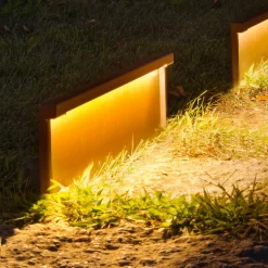 OLEV Step Line LED-sokkellampe, rustbrun
