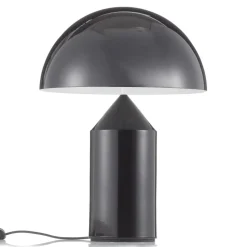 Oluce Atollo bordlampe, dæmpbar, Ø38cm, sort
