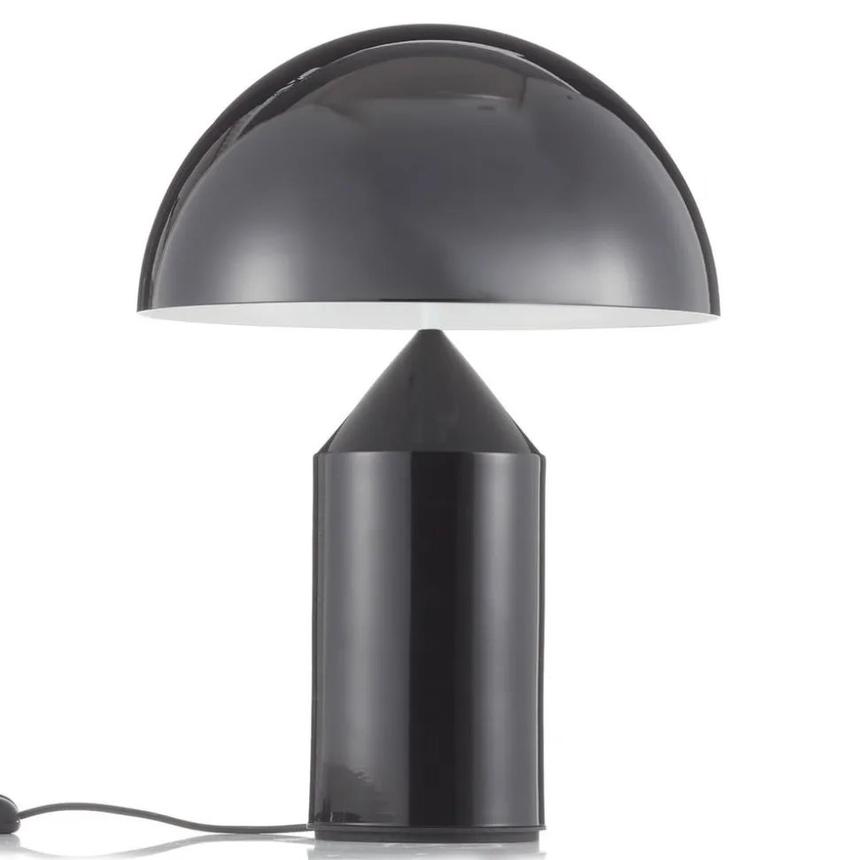 Oluce Atollo bordlampe, dæmpbar, Ø38cm, sort