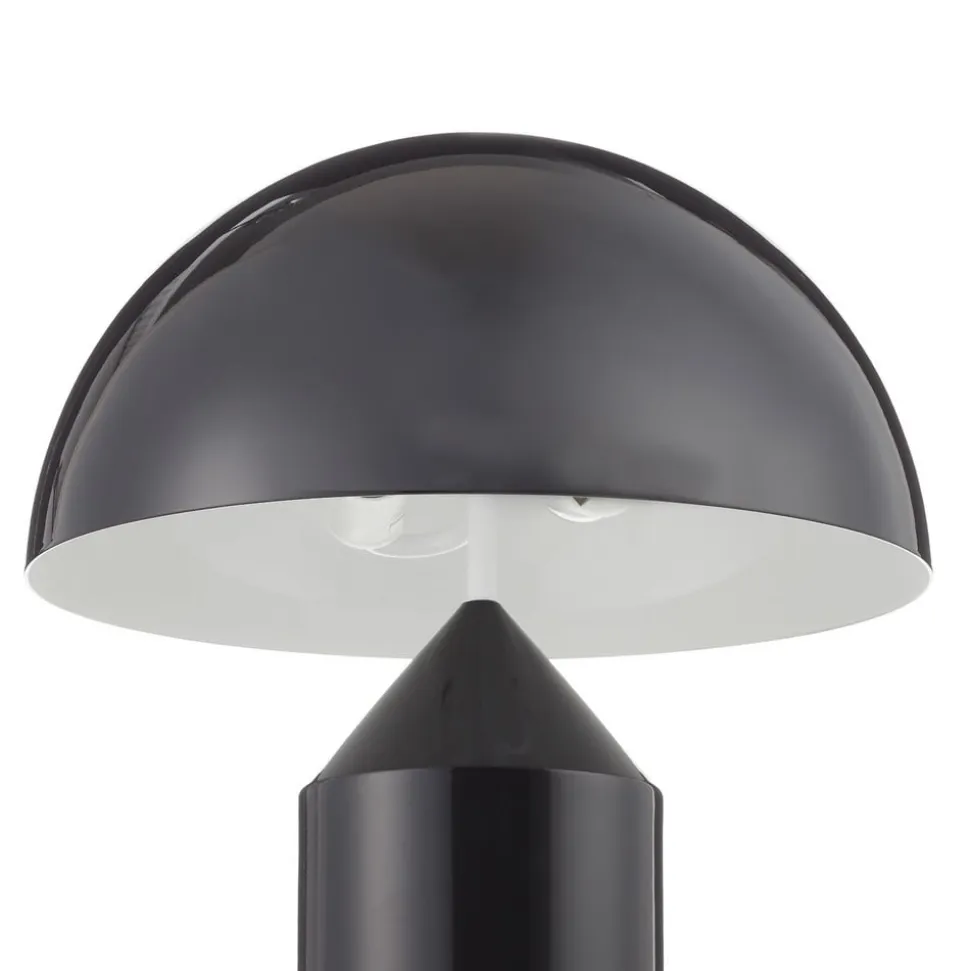 Oluce Atollo bordlampe, dæmpbar, Ø38cm, sort