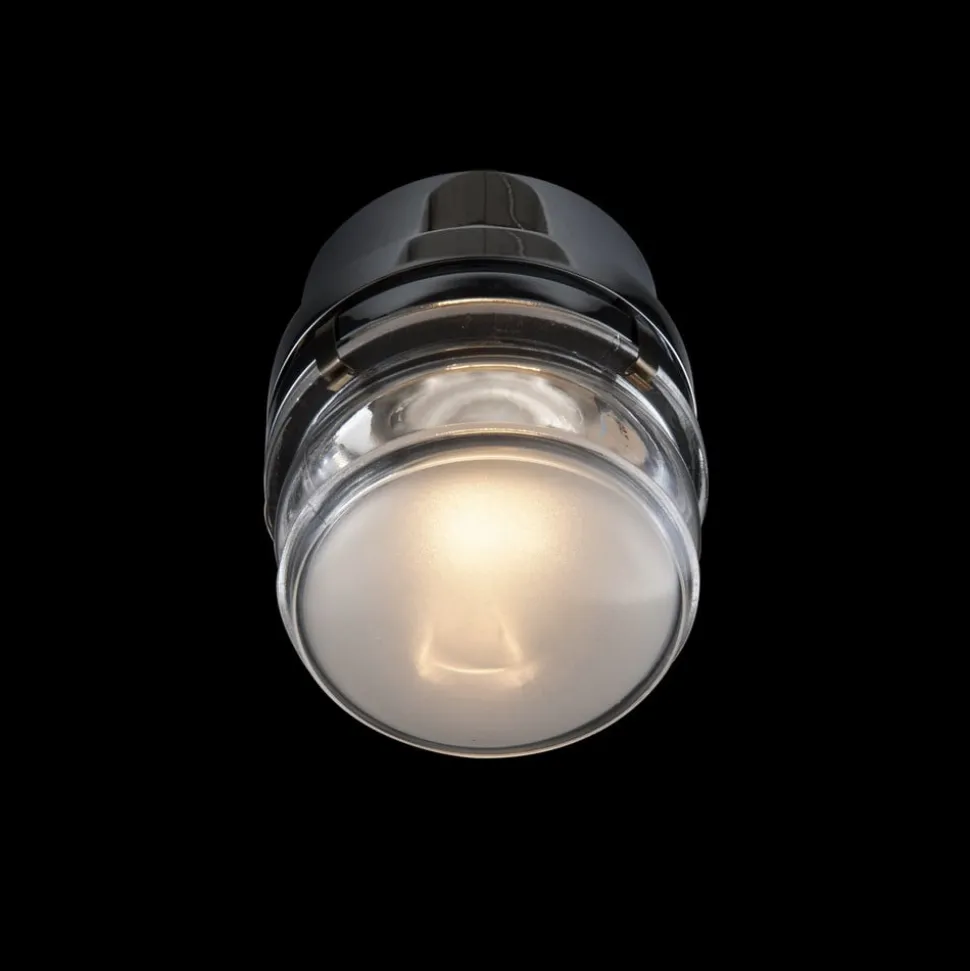 Oluce LED-væglampe Fresnel, kromfarvet, aluminium, glas, 2.700 K