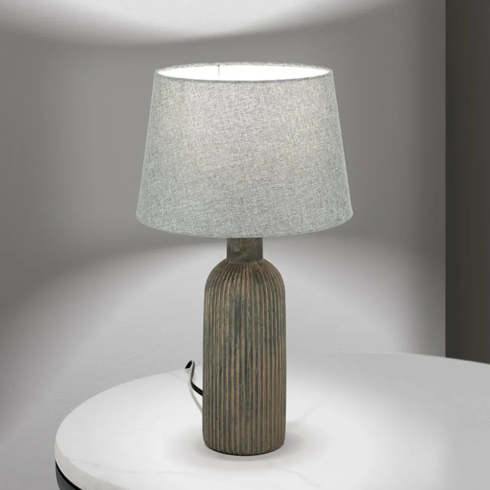 Orchid bordlampe, brun/grå, højde 53,5 cm, keramik/lin