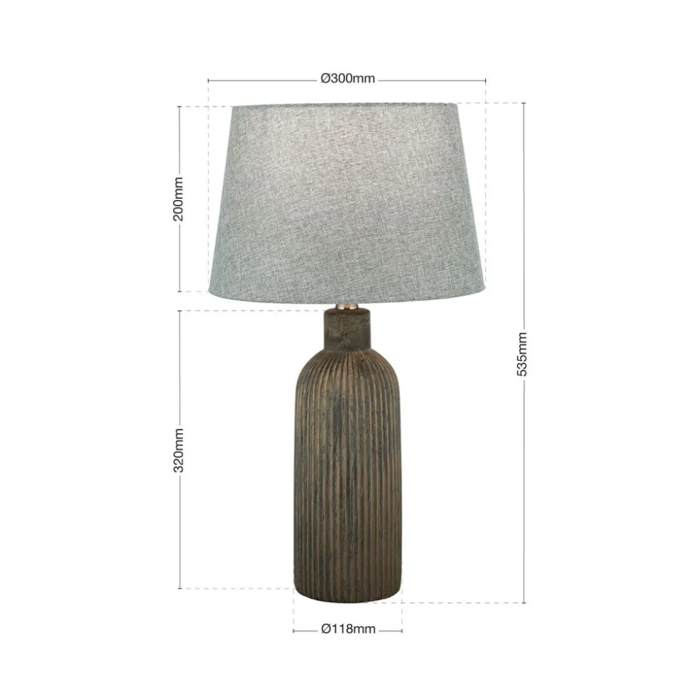 Orchid bordlampe, brun/grå, højde 53,5 cm, keramik/lin