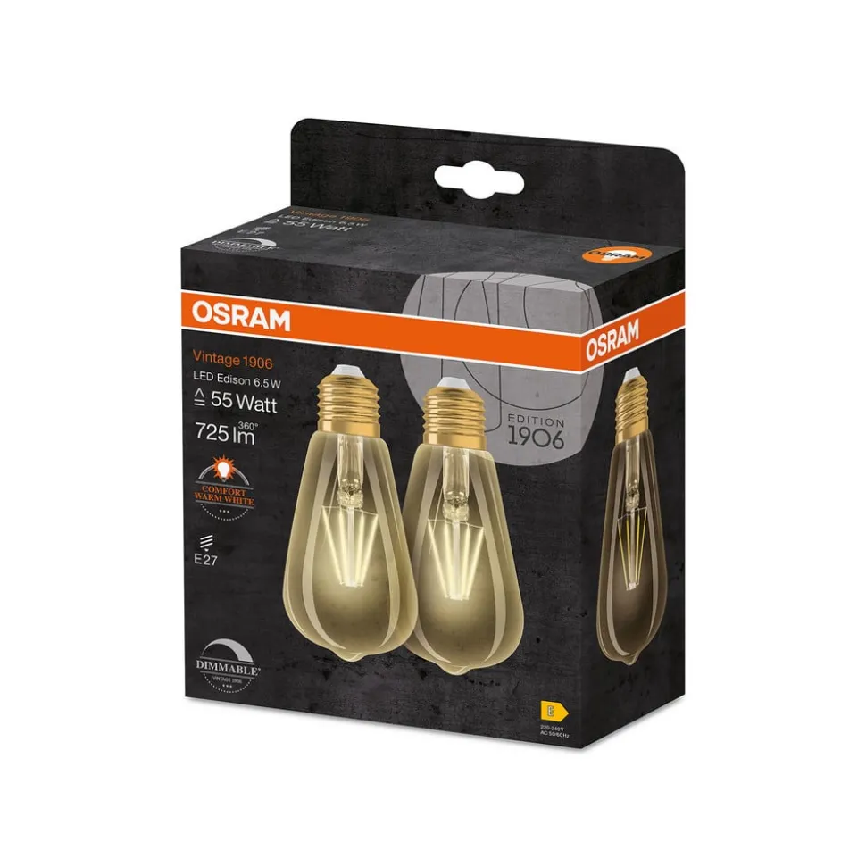 OSRAM 1906 E27 6,5W LED ST64 824 guld dæmpbar 2 stk