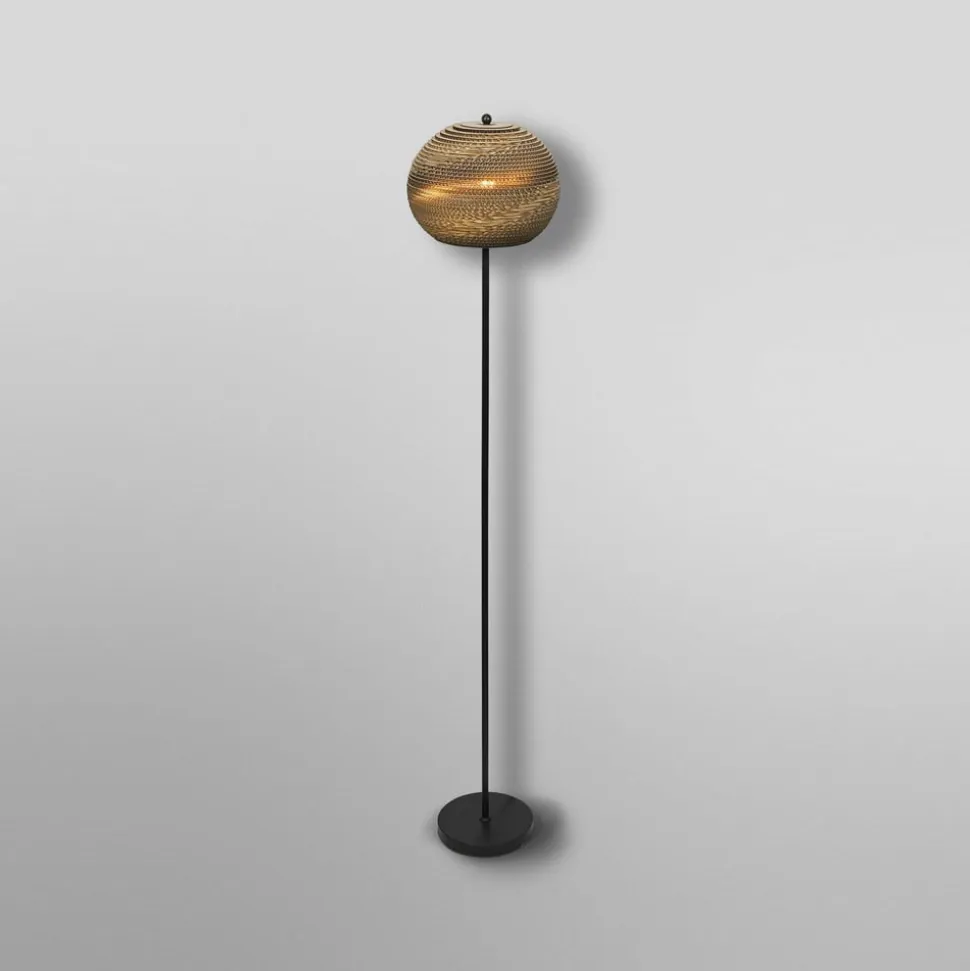 OSRAM gulvlampe BALL, brun, højde 160 cm, bølgepap, E27