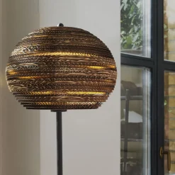 OSRAM gulvlampe BALL, brun, højde 160 cm, bølgepap, E27
