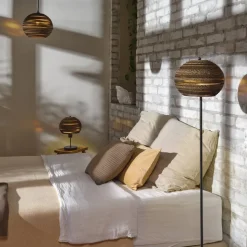 OSRAM gulvlampe BALL, brun, højde 160 cm, bølgepap, E27