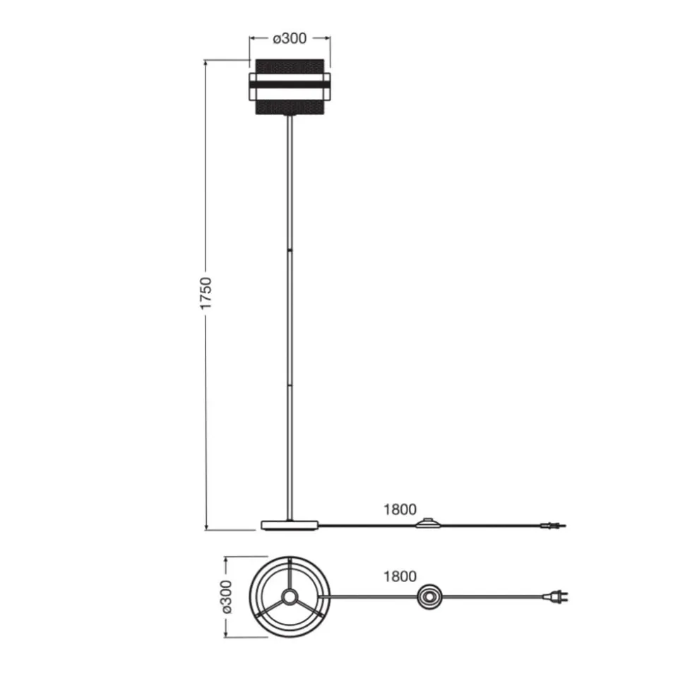 OSRAM gulvlampe Decor Hornet, sort/guld, E27, højde 175 cm