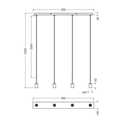 OSRAM hængelampe Decor Needle Linear beige, stål, 4 lyskilder E27