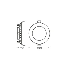 OSRAM indbygget loftlampe med LED SLIM, Ø 12 cm, 3.000 K, hvid