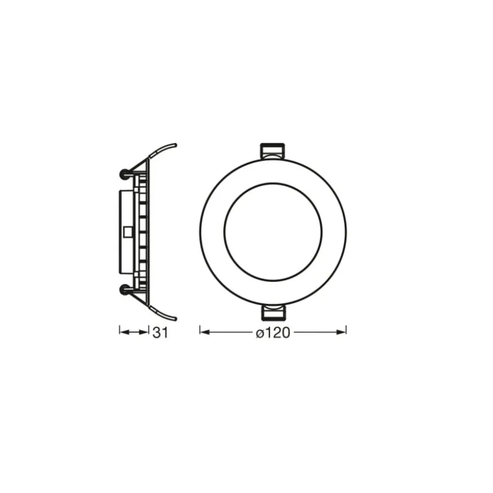OSRAM indbygget loftlampe med LED SLIM, Ø 12 cm, 3.000 K, hvid