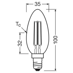 OSRAM LED Candle Filament E14 2,2W 2700K 470lm 2-pak