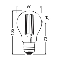 OSRAM LED glødepære E27 5W filament 4,000K 1055lm 2-pack