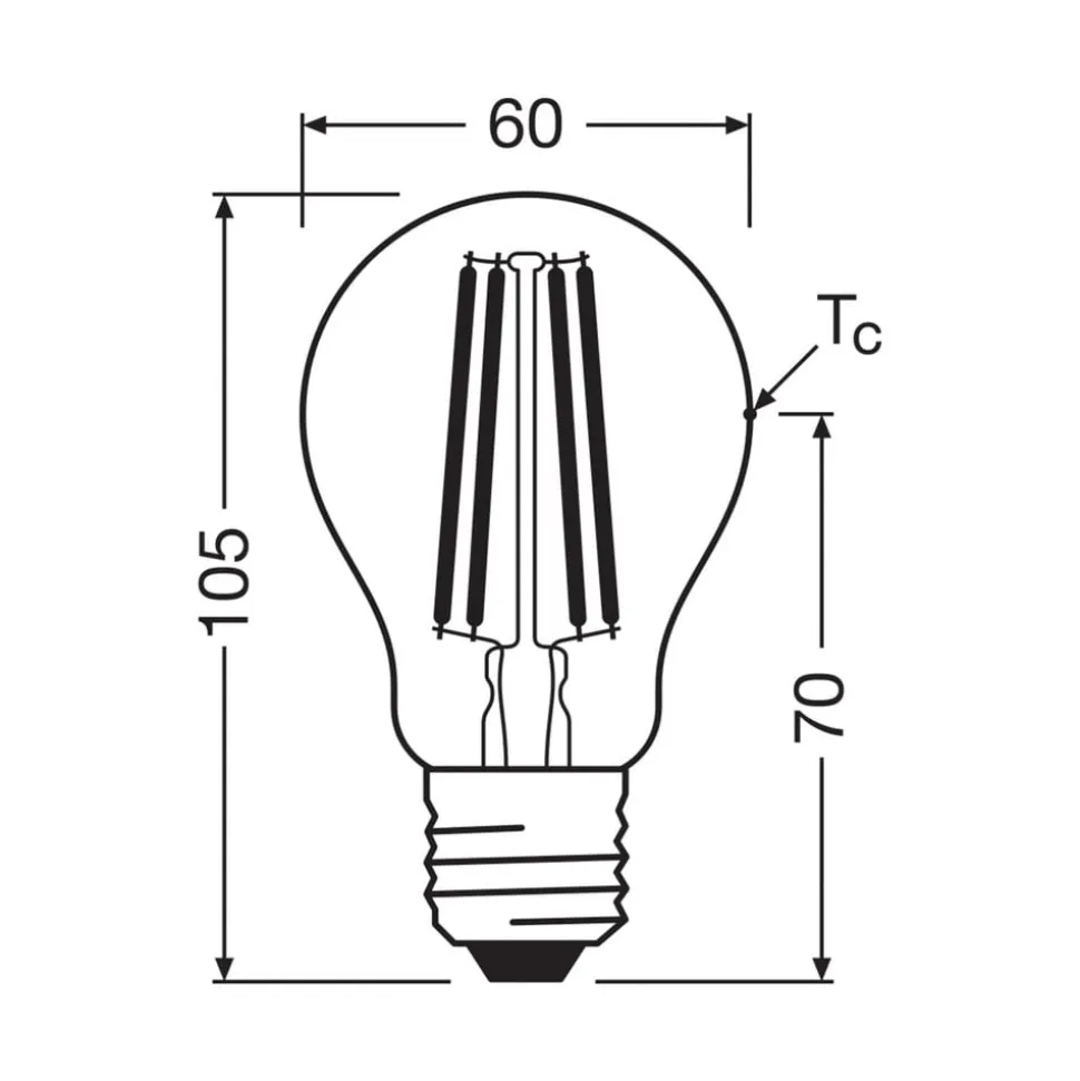 OSRAM LED glødepære E27 2,2W filament 4.000K 470lm 2-pak