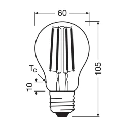 OSRAM LED glødepære E27 7,2W filament 2,700K 1521lm 2-pack