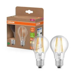 OSRAM LED glødepære E27 2,2W filament 2.700K 470lm 2-pak