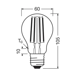 OSRAM LED glødepære Filament E27 3,8W 827 energiklasse A 3-pak