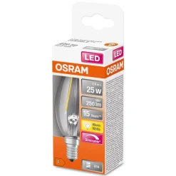OSRAM LED kertepære E14 2,8W 827 dæmpbar klar
