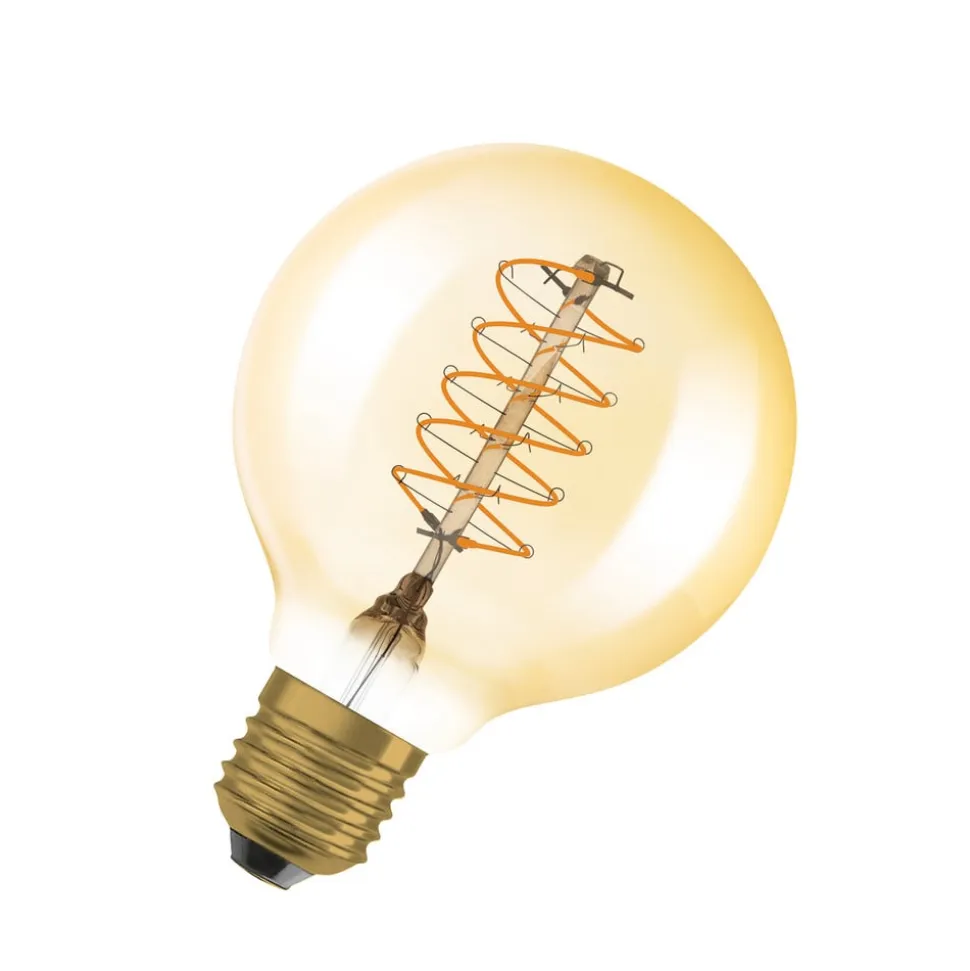 OSRAM LED Vintage 1906, G80, E27, 7 W, guld, 2.200 K, dim.
