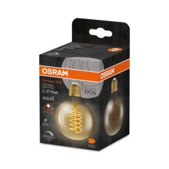OSRAM LED Vintage 1906, G80, E27, 4,8 W, guld, 2.200 K, dim.