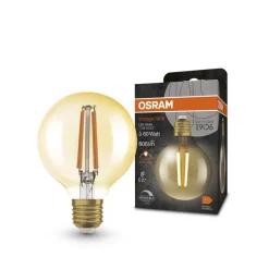 OSRAM LED Vintage 1906, G80, E27, 7,2 W, guld, 2.400 K, dim.